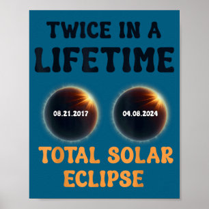 Poster Éclipse solaire totale drôle deux fois dans la vie