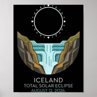 Poster Éclipse solaire totale en Islande 2026 Événement c