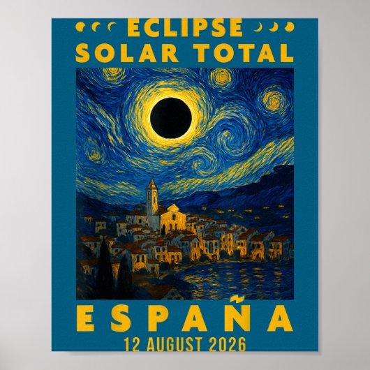 Poster Éclipse Solaire Totale Espagne 2026 (Devant)