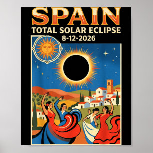 Poster Éclipse solaire totale Espagne 2026 12 août Astron