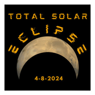 POSTER ÉCLIPSE SOLAIRE TOTALE LUNE SOLEIL TERRE
