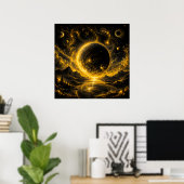 Poster Éclipse sombre avec filigrane doré — Fantastique c (Bureau à domicile)