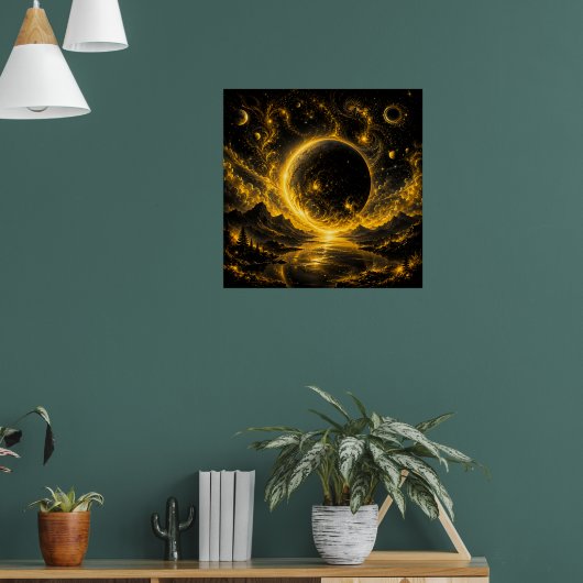 Poster Éclipse sombre avec filigrane doré — Fantastique c (Salon 1)