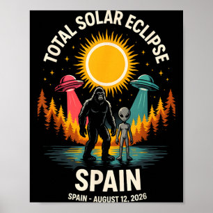 Poster Éclipse totale de soleil en Espagne 2026 Bigfoot A