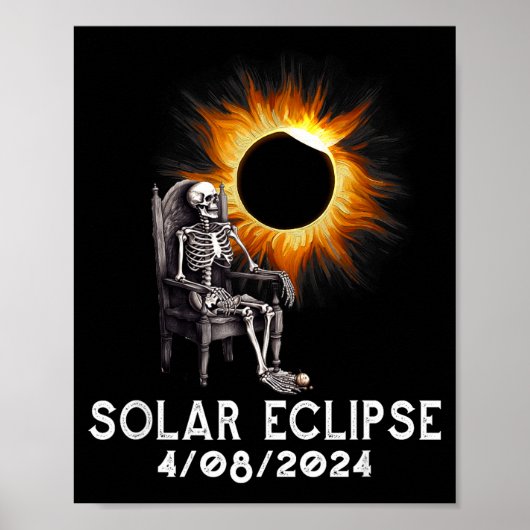 Poster Éclipse totale solaire drôle squelette d'avril (Devant)