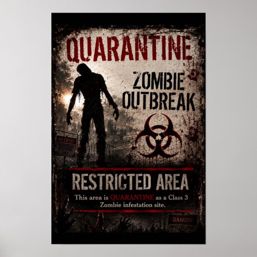 Poster Éclosion de zombie en quarantaine – Zone interdite (Devant)
