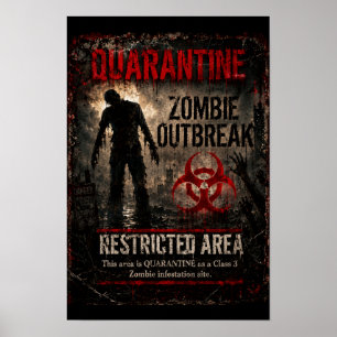 Poster Éclosion de zombies en quarantaine – Zone interdit