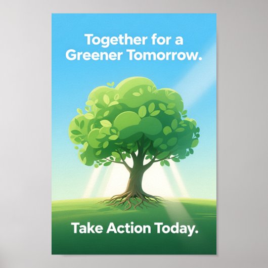Poster Eco Awareness Tree Illustration Green Earth (Devant)
