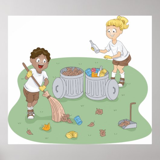 Poster Eco-Friendly Kids Cleaning Camping Recyclage (Devant)