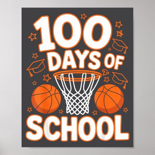 Poster École 100e 100 Jours École Basketball Enseignant D (Devant)