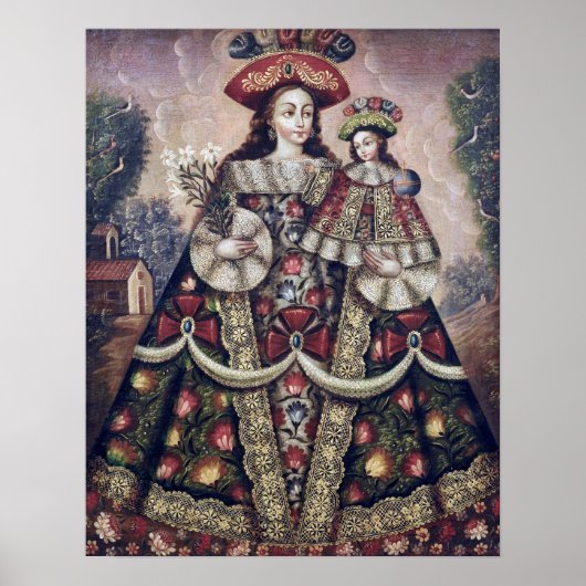 Poster École Cuzco, Pérou La Vierge des pèlerins (Devant)