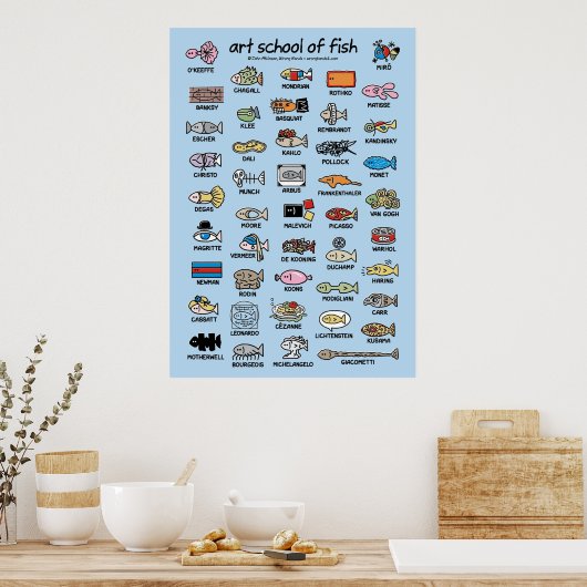 Poster école d'art du composite de poisson (Cuisine)
