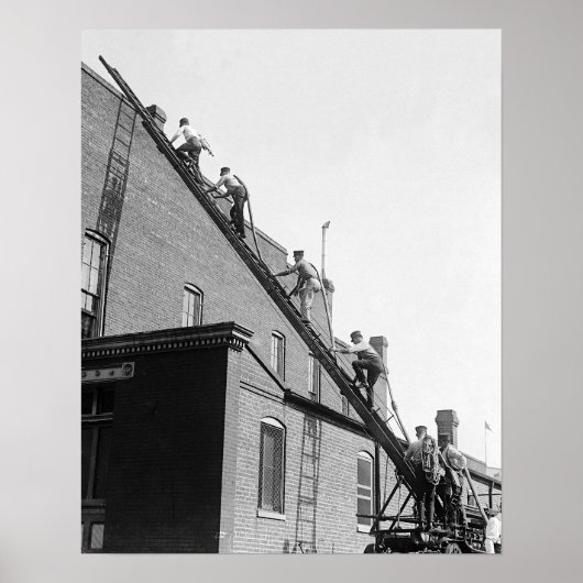 Poster École de formation des pompiers, 1920. Photo vinta (Devant)