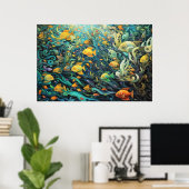 Poster École de poissons de récif (Bureau à domicile)
