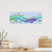 Poster École de poissons nageant dans la ville sous-marin (Cuisine)