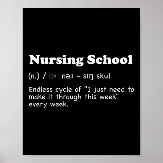 Poster École de soins infirmiers - Définition amusante (Devant)