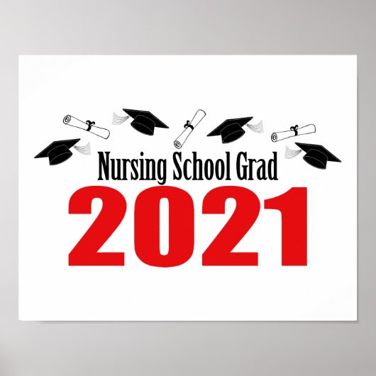 Poster École De Soins Infirmiers Grad 2021 Casquettes Et (Devant)