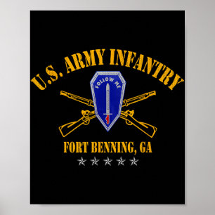 Poster École d'infanterie Fort Benning Vétéran patriotiqu