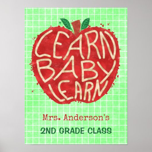 Poster École enseignant salle de classe Apple | Apprendre (Devant)
