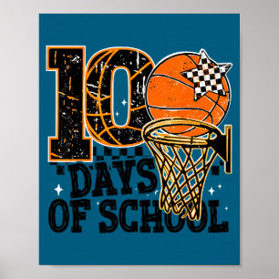 Poster École Silly 100e jour d'école Basketball 100 Jours
