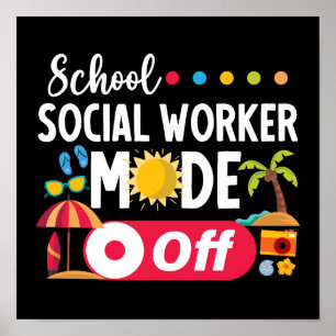 Poster École Social Travailleur Mode Hors Drôle Été