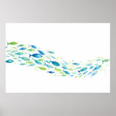 Poster École verte et bleue du poisson Aquarelle (Devant)