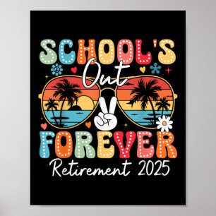Poster Écoles vintages à la retraite pour toujours Enseig