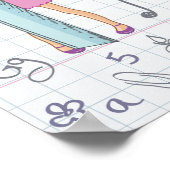 Poster Écolières avec papeterie scolaire surdimensionnée (Coin)