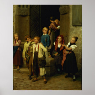 Poster Écoliers observant un garçon pleurer, 1861