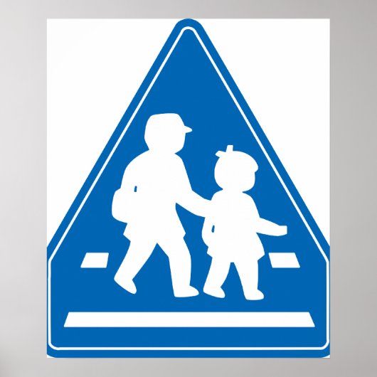 Poster Écoliers traversant >> Panneau de signalisation ja (Devant)