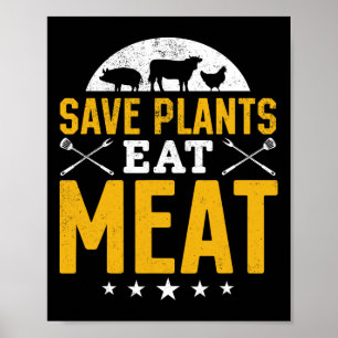 Poster Économisez Plante Manger Viande Rbecue Viande Fume