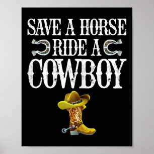 Poster Économisez Une Promenade À Cheval Sur Un Cowboy