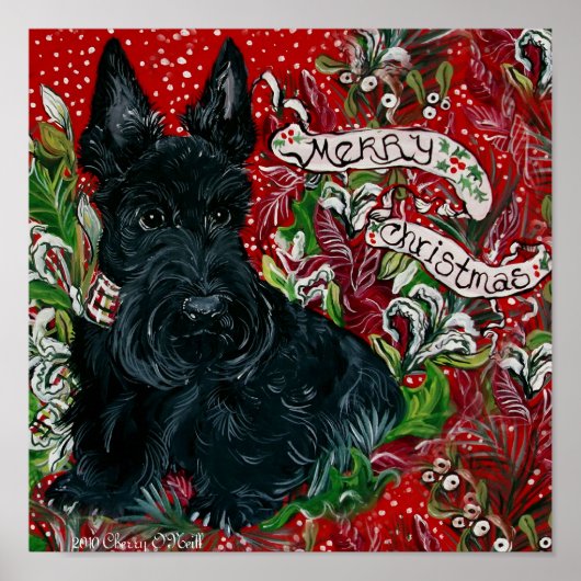 Poster Écossais Terrier Xmas (Devant)