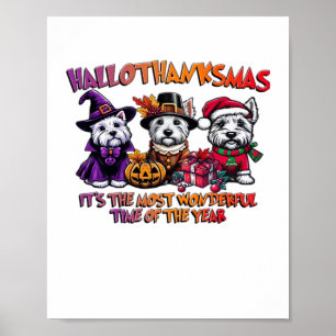 Poster Ecosse Terrier Halloween Thanksgiving Noël