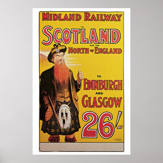 Poster Ecosse vintage en train et (Devant)
