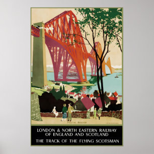Poster Écosse Vintage Pont du Forth Voyage en Train