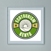 Poster Ecotourisme Kenya Afrique Vert Voyage Lent Logo