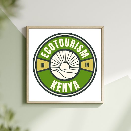 Poster Ecotourisme Kenya Afrique Vert Voyage Lent Logo