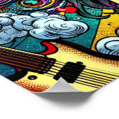 Poster Écouter de la musique sur les écouteurs Psychédéli (Coin)