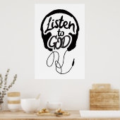 Poster Écouter Dieu Art chrétien Art Motivational Art (Cuisine)