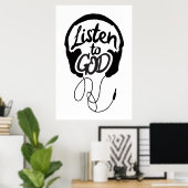 Poster Écouter Dieu Art chrétien Art Motivational Art (Bureau à domicile)