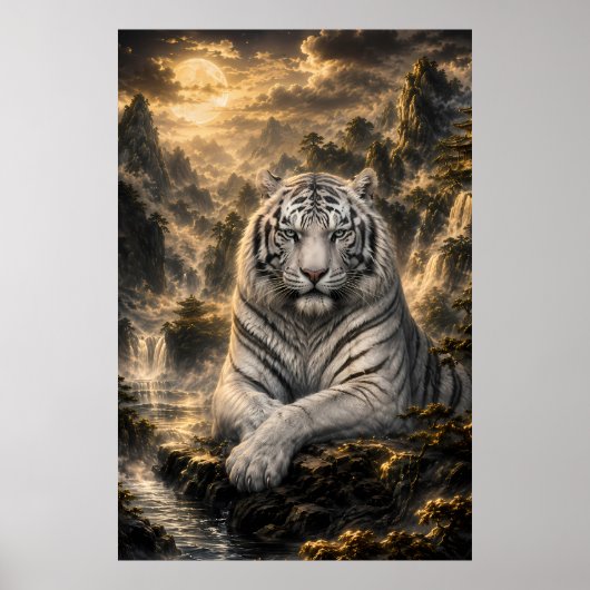 Poster Écouter la cascade | Fantaisie du tigre blanc A (Devant)