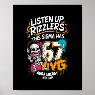 Poster Écoutez les Rizzlers Ce Sigma a 67 Énergie d'Aura