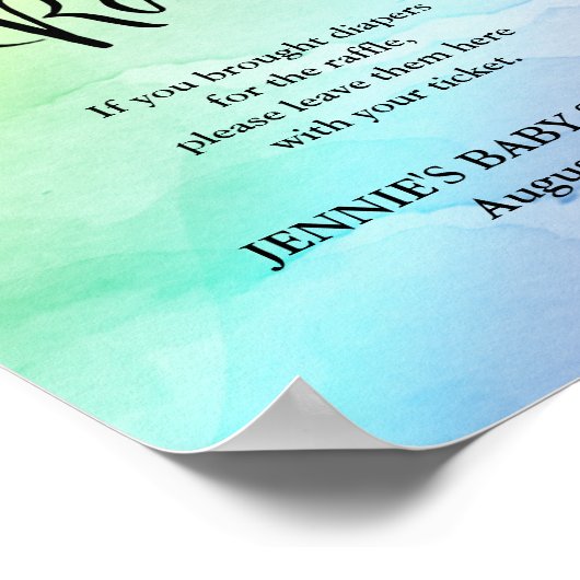 Poster Écran de douche Raffle à rainbow Script (Coin)