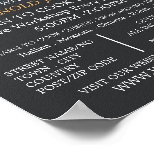 Poster Écran de pâtes, classes de Cuisines Publicité (Coin)