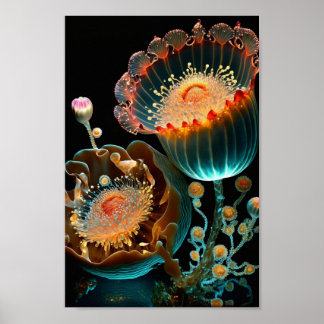 Poster Écran floral surréaliste