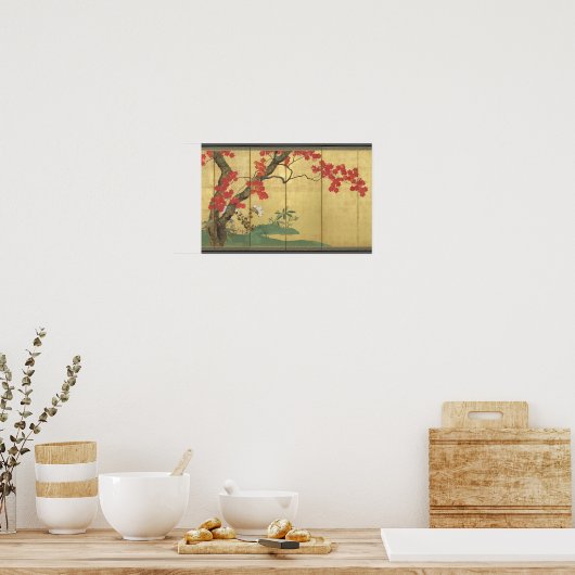 Poster Écran Sakai Hōitsu - Cerisiers et érables (Cuisine)
