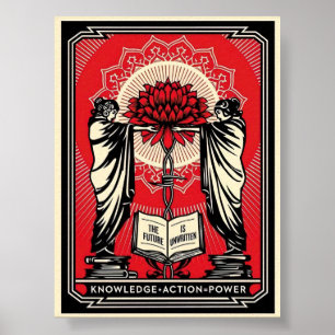 Poster Écran Shepard Fairey Imprimer Connaissance Action 