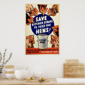 Poster Écrans - Alimenter les poules (Cuisine)