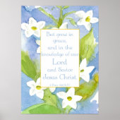 Poster Écriture biblique 2 Pierre 3:18 Fleurs Nicotiana (Devant)